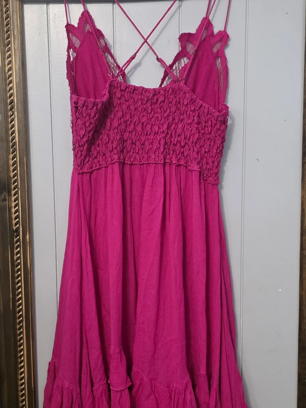Free People  Pink Lace-Top Mini Dress